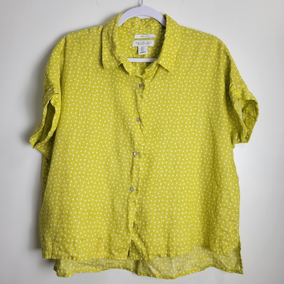 RACHEL ZOE Linen Micro Polka-dot Dolman Sleeve Slouchy Blouse S - Picture 1 of 8